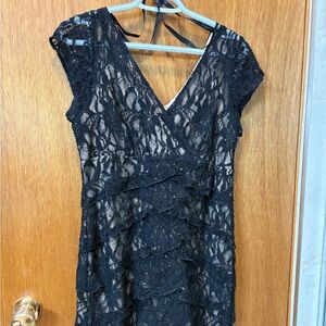 Black sequin & lace dress